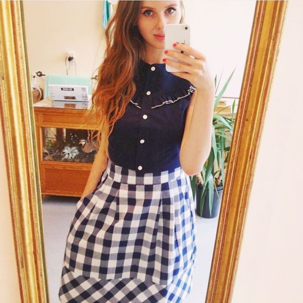 Birds of North America The Siskin Plaid A-Line Skirt, size 2